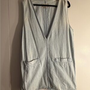 ALL SAINTS Light Wash Denim Sleeveless Tunic with V-Neck